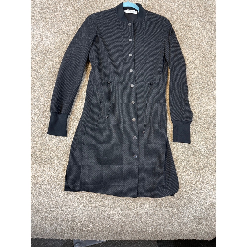 Per Se by Carlisle Longline Bomber Jacket Grey Pinstripe Snap 4 Goth Avant Garde